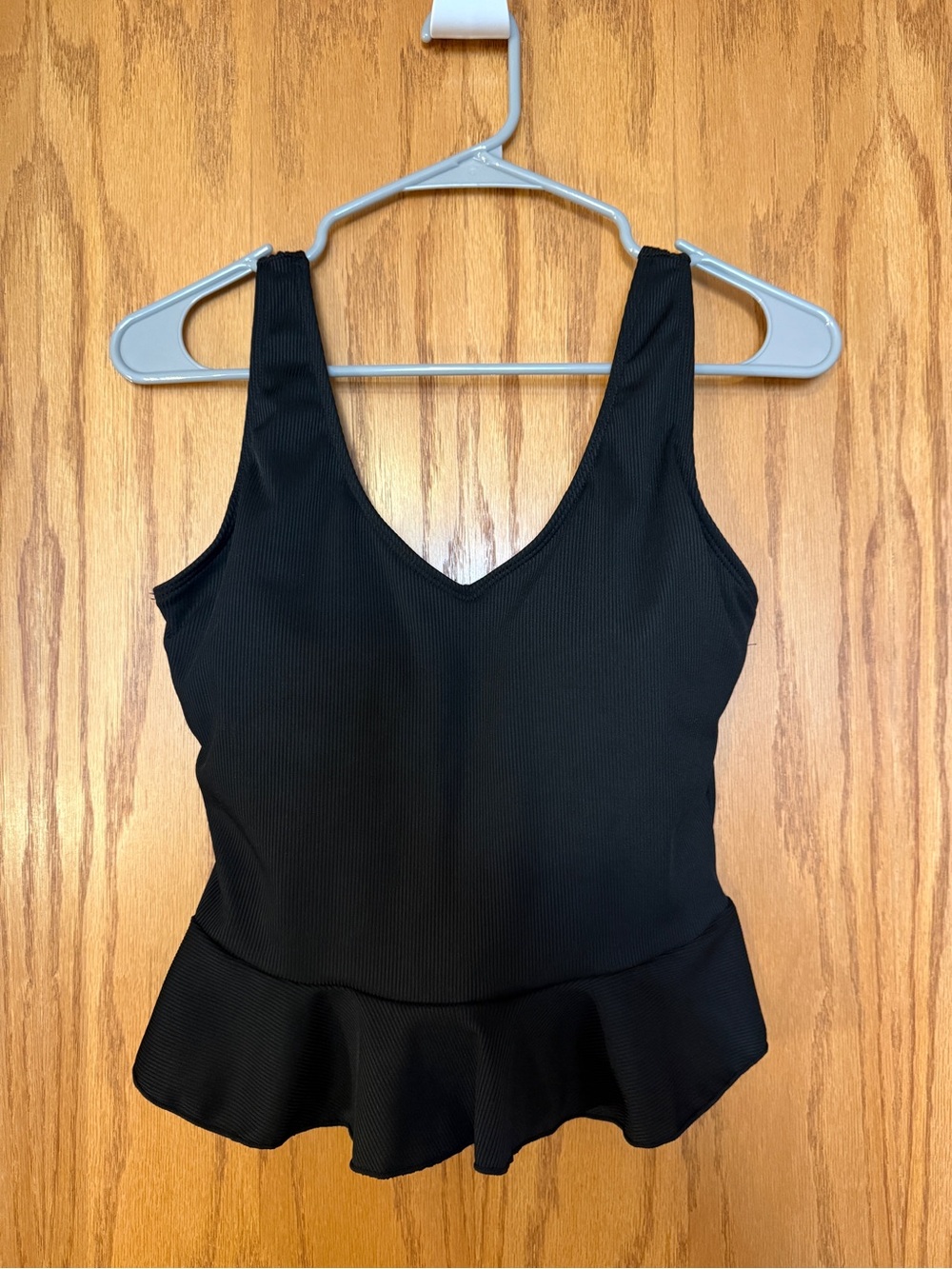 Women's Black V-Neck Peplum Bikini Top